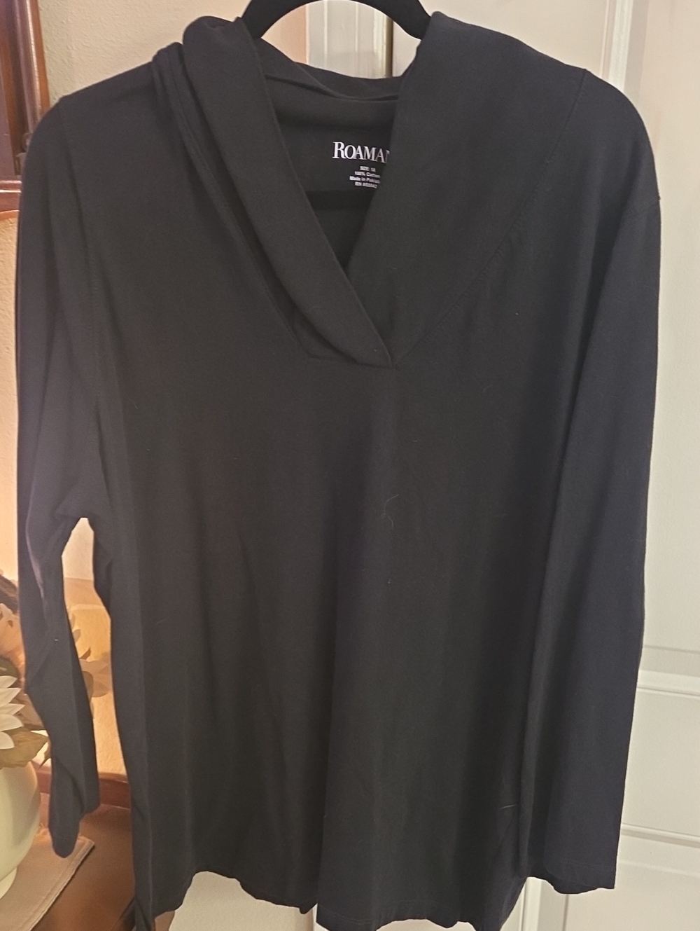 Roaman's Black Long Sleeve Top
